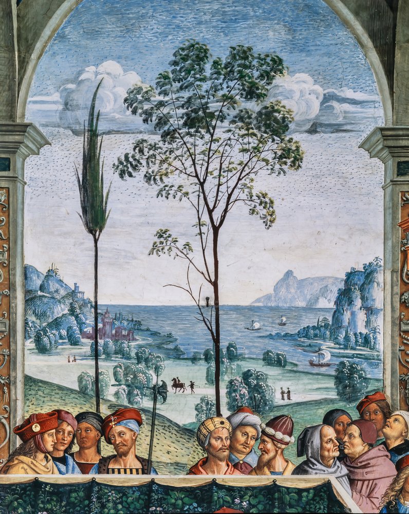 The Piccolomini Library, south west wall: Pius II presides over the ...