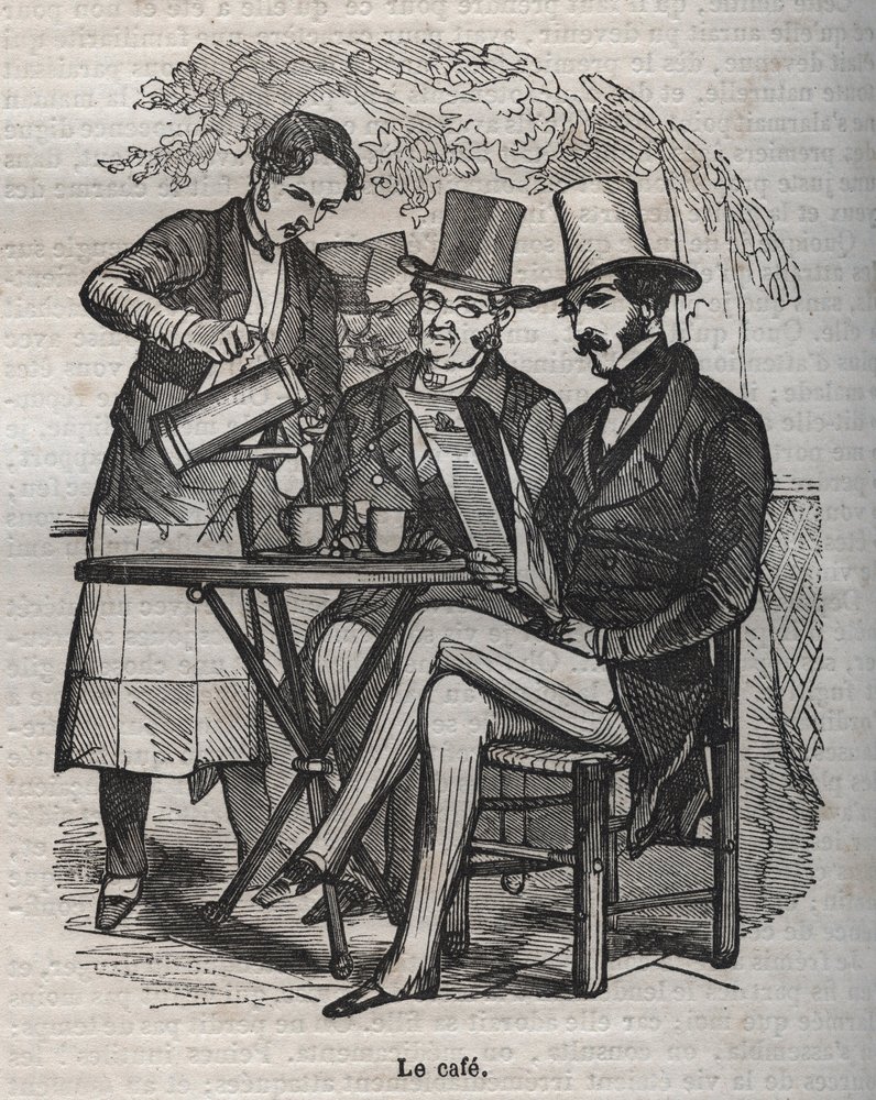 The Cafe - Engraving in 'La Physiologie du goût' by Jean Anthelme Brillat-Savarin by Bertall