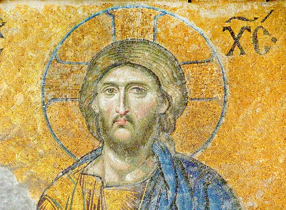The Deësis mosaic depicting Christ, Hagia Sophia, Turkey, c. 1261 (mosaic) by Byzantine