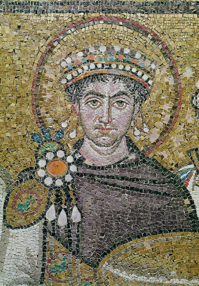 Emperor Justinian I (483-565), c. 547 AD (detail of 83451) by Byzantine School