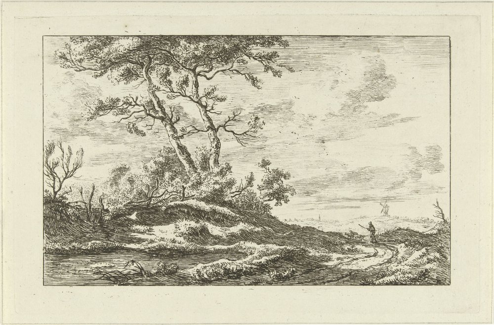 Shepherd on a Country Road (Landscapes a-f) by Carel Lodewijk Hansen