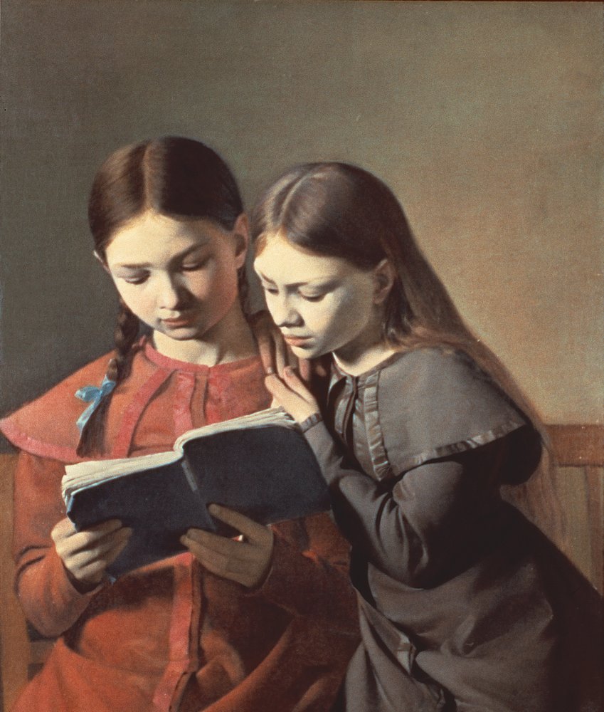 The Artist's Sisters Signe and Henriette Reading a Book, 1826