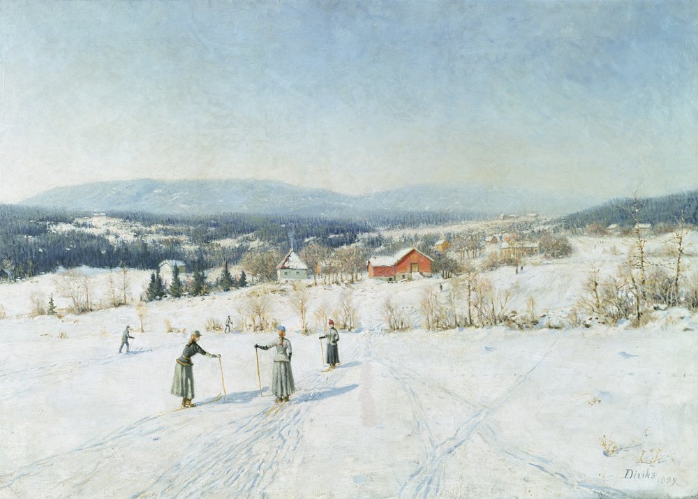 Landscape with Skiers by Carl-Edvard Diriks