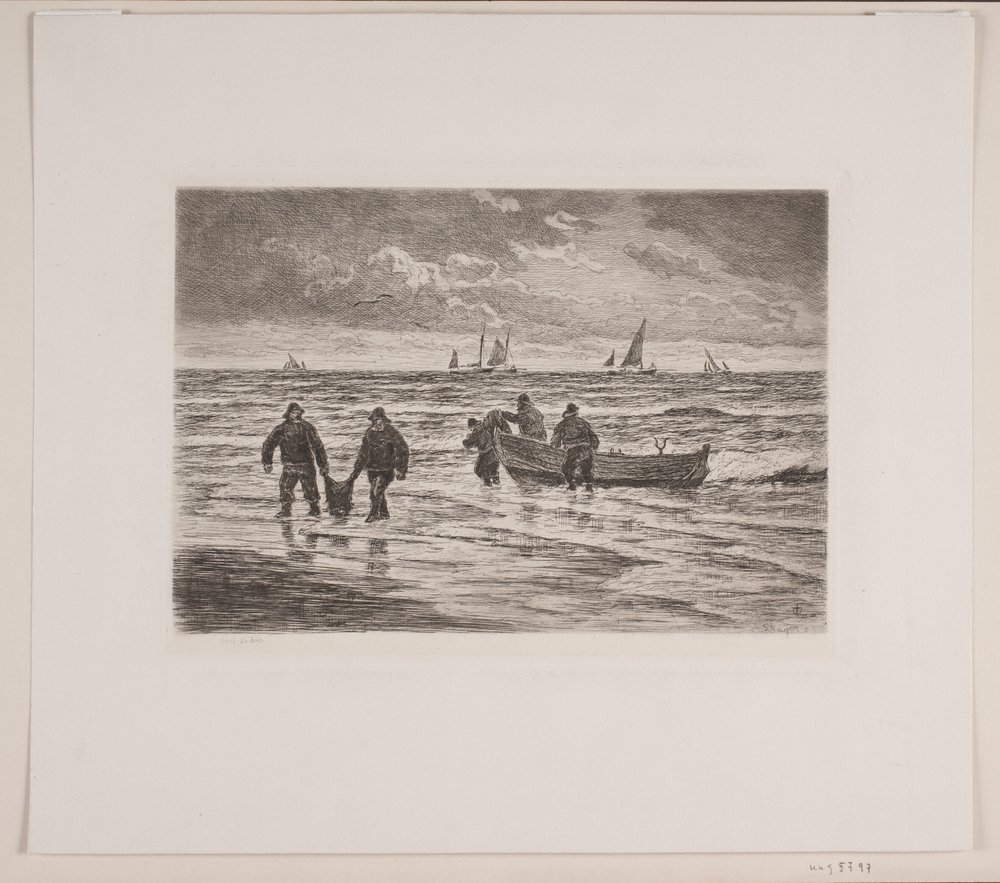The Catch is Brought Ashore by Carl Locher: Fine art print