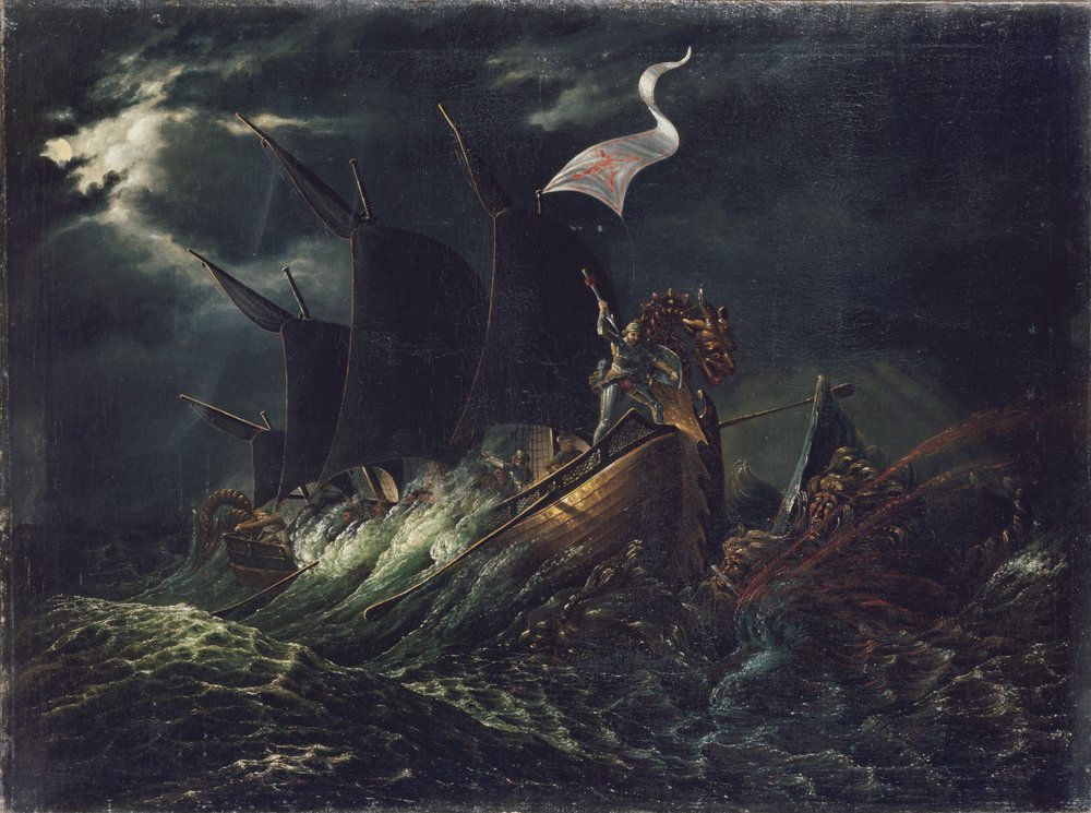 Frithjof kills two ocean trolls by Carl Peter Lehmann