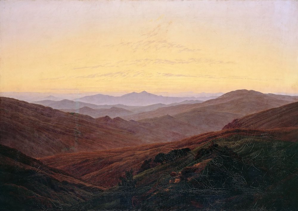 Krkonoše / Before sunrise in the mountains by Caspar David Friedrich