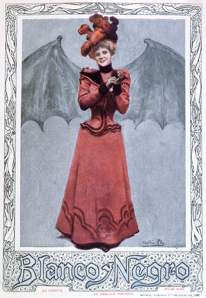 The Devilish Temptress, from the Front Cover of 'Blanco y Negro ...