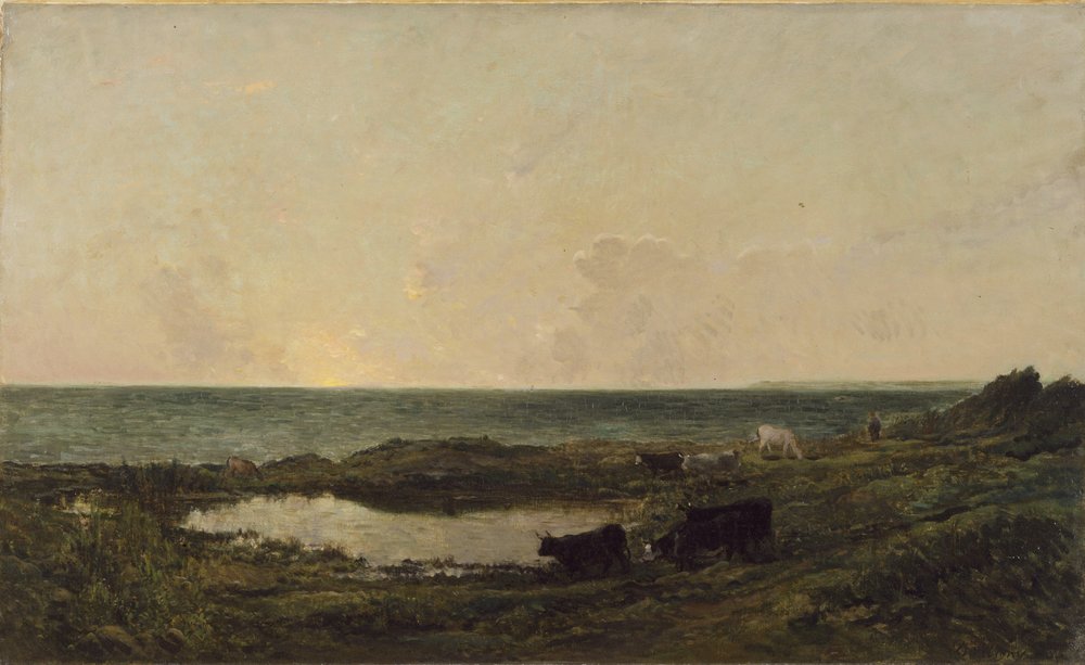 Sunset on the Coast at Villerville by Charles Francois Daubigny