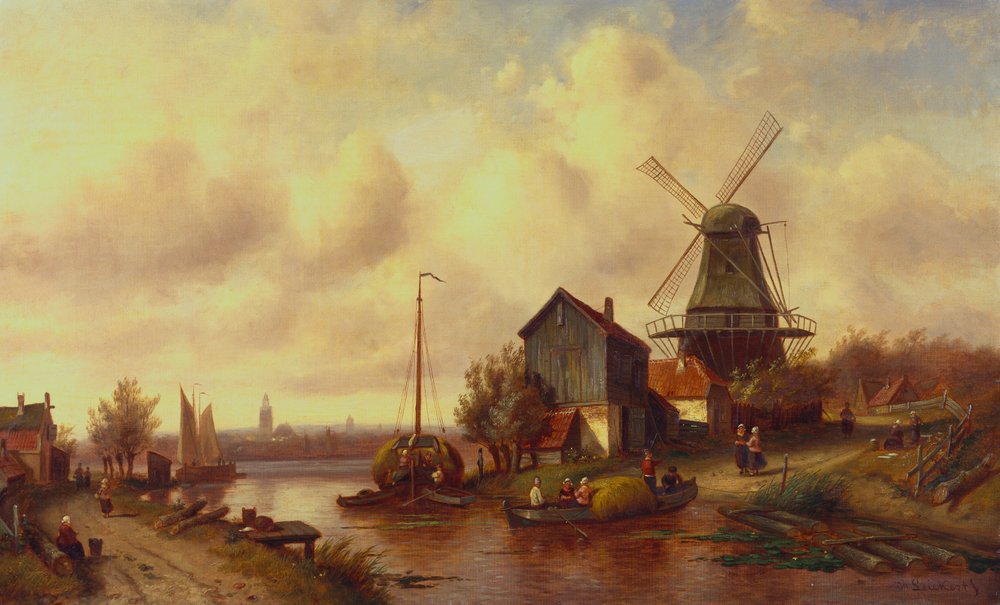 A Dutch River Village by Charles-Henri-Joseph Leickert