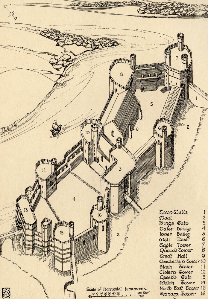 medieval castle drawing birds eye view