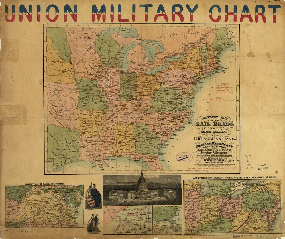 Complete Map of the Rail Roads and Water Courses, in the United States ...