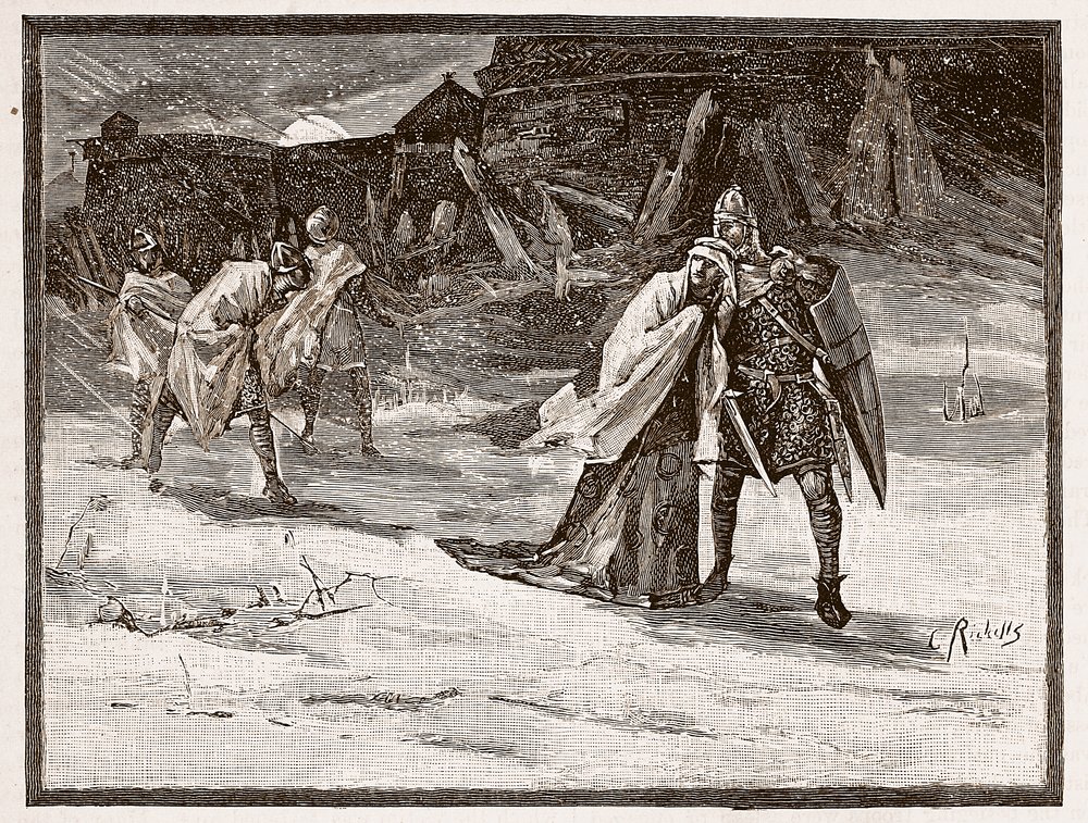 Flight of Matilda from Oxford Castle, illustration from 