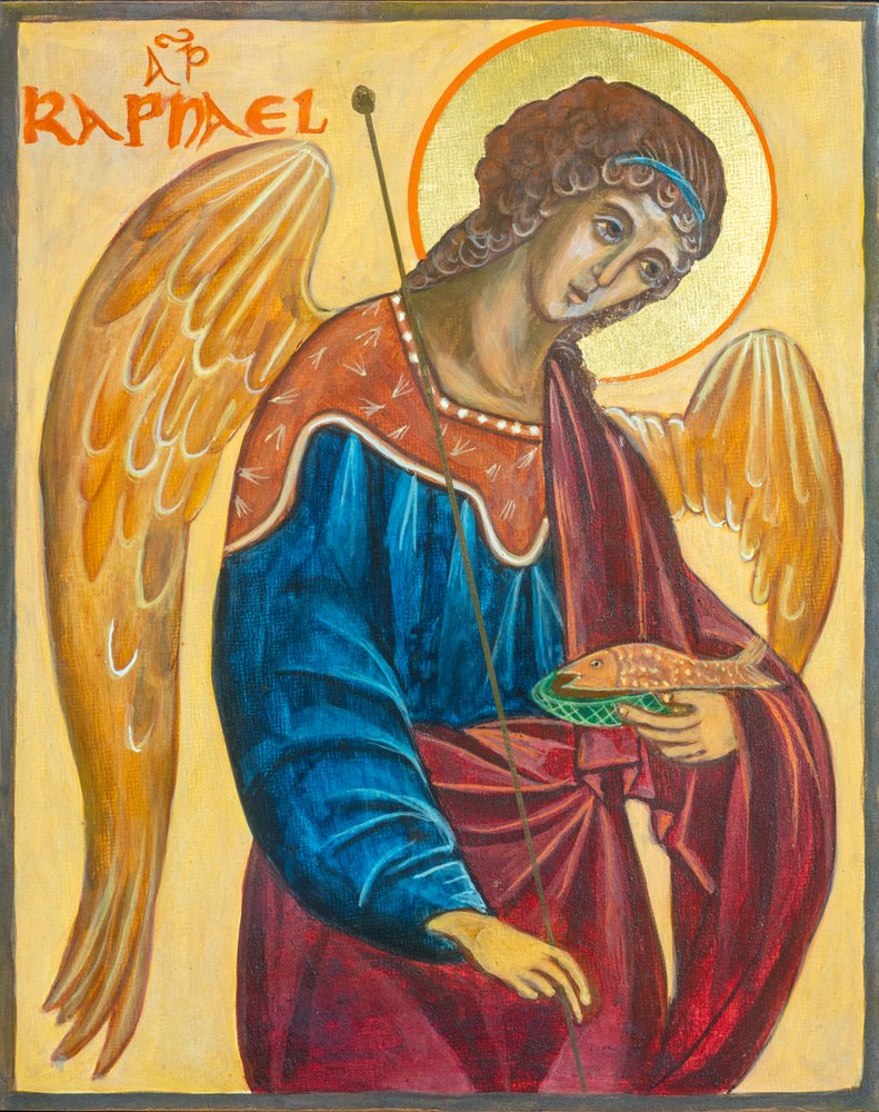 Archangel Raphael Icon by Christine Hales: Fine art print