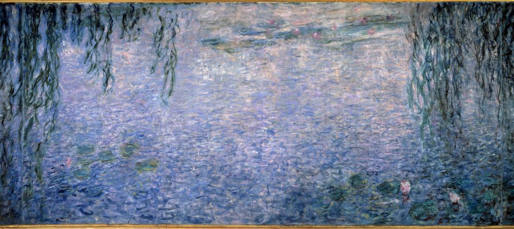 Nympheas, clear morning with willows (central part) by Claude Monet