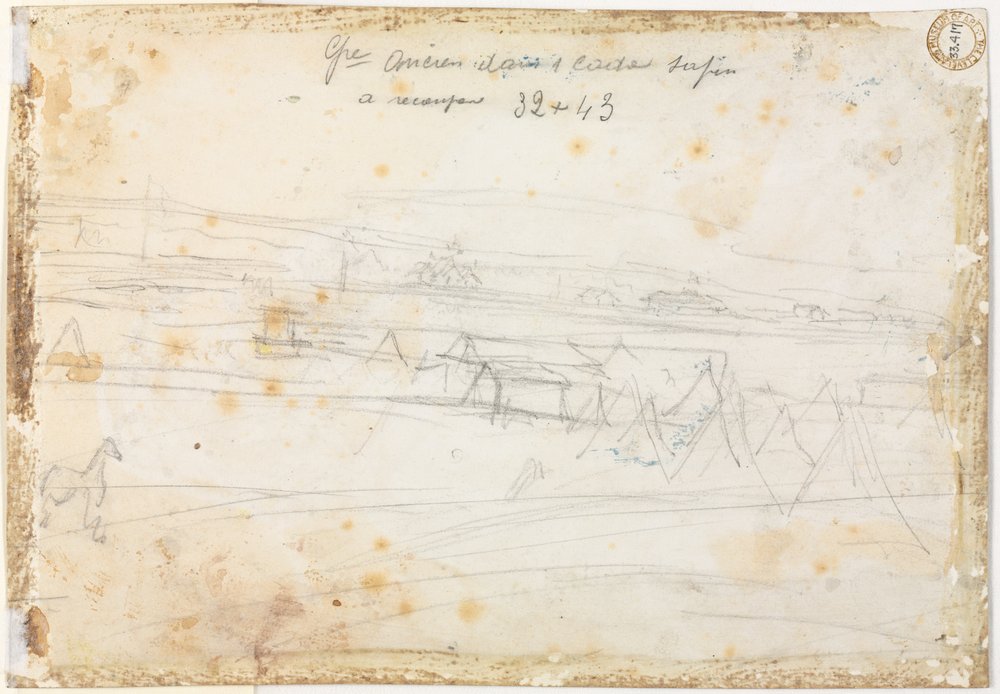 War Encampment Scene verso by Constantin Guys
