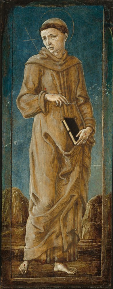 Saint Francis (far left panel) by Cosmè Tura