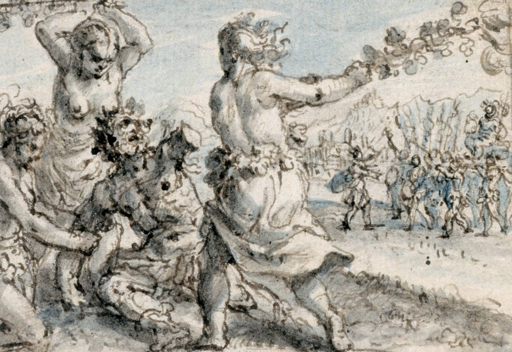 Maenads Beating Pentheus by Crispin I de Passe