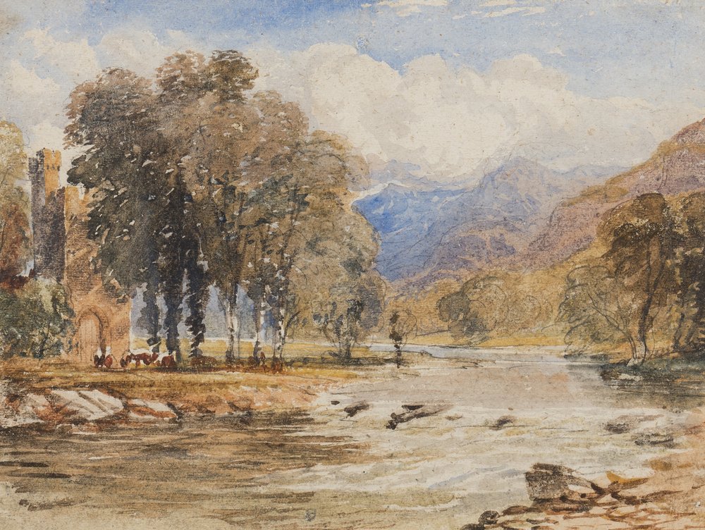 River Landscape, Probably Scotland by David the younger Cox