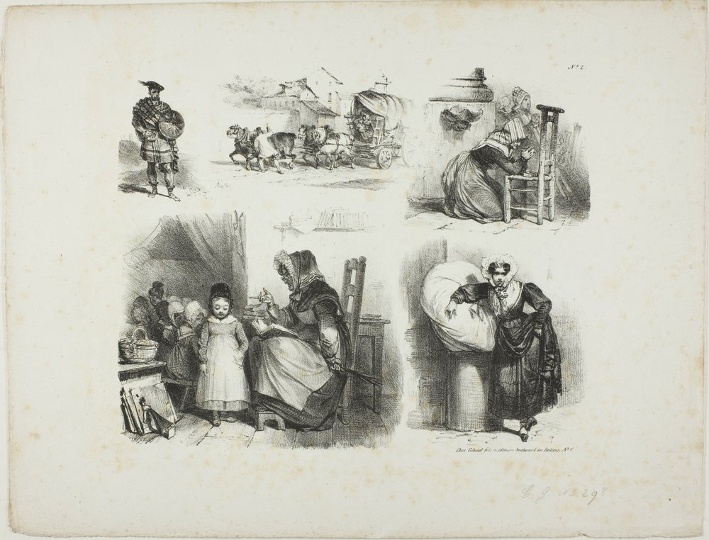 Sheet of Sketches by Denis-Auguste-Marie Raffet