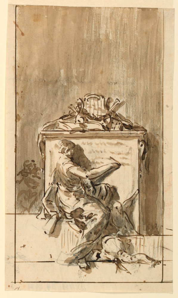 Sketch for a monument to be fastened to a wall, ca. 1800