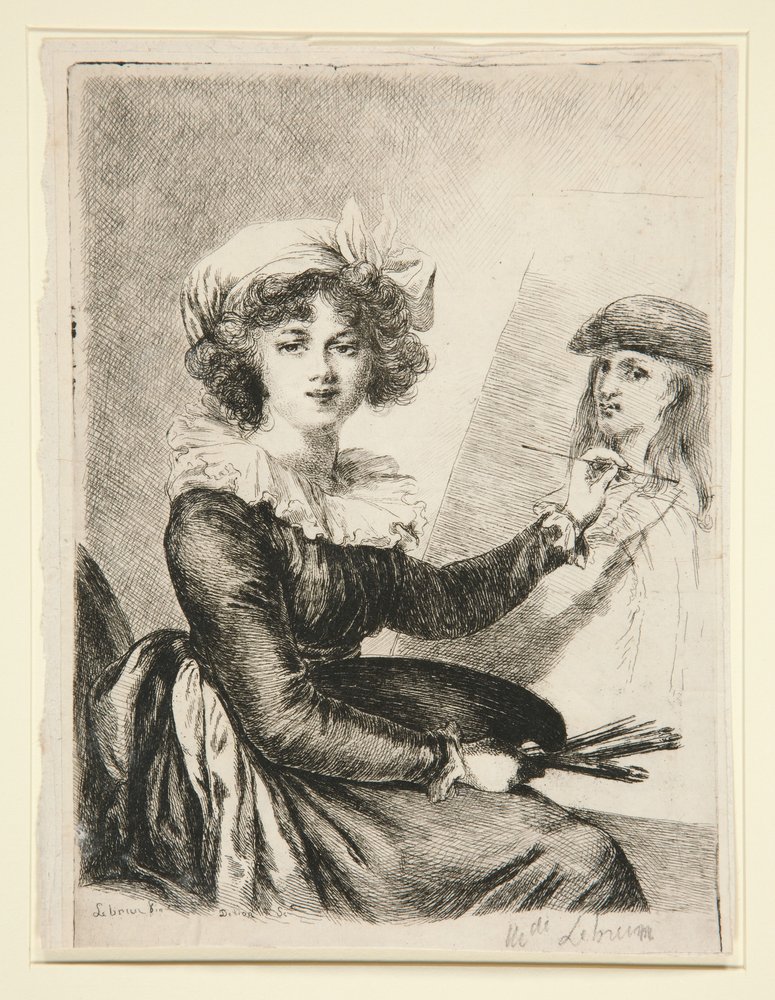 Louise-Elisabeth Vigée-Lebrun, (Mlle Lebrun), after, and in reverse to, the self-portrait of 1790 in the Uffizi by Dominique Vivant Denon