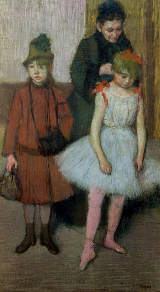 Woman with two little girls by Edgar Degas: Fine art print