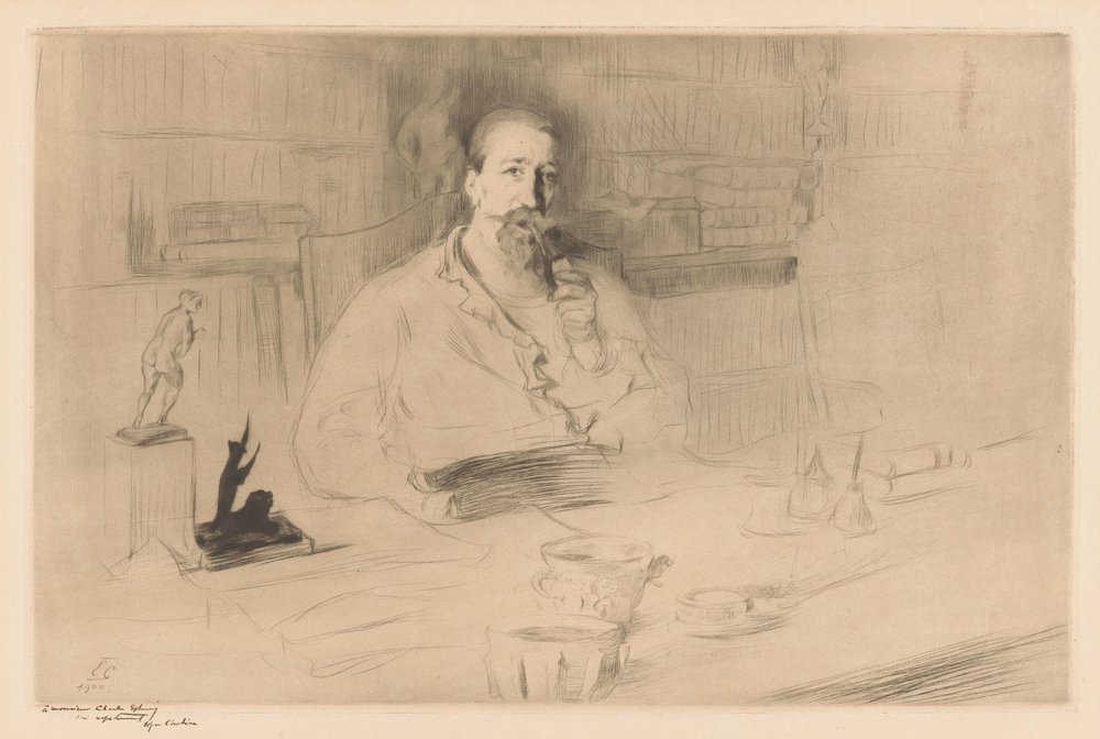 Portrait of Anatole France at His Desk by Edgar Chahine (signed by artist)