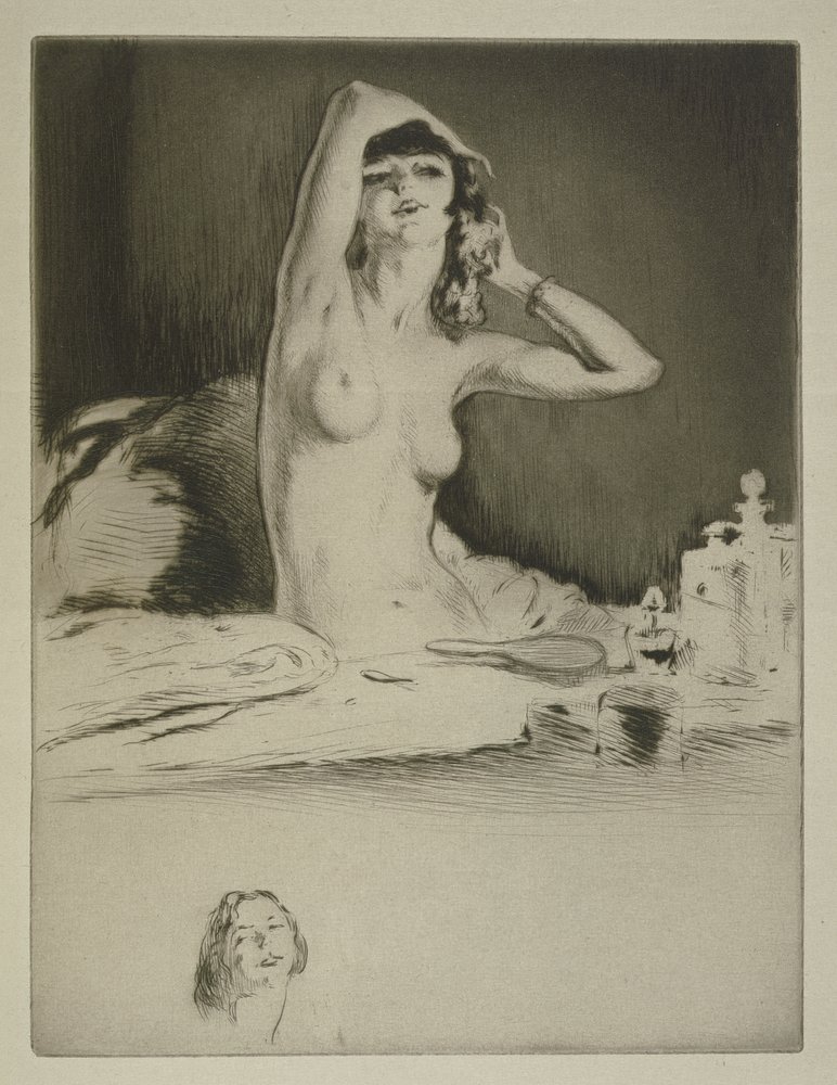A woman at her toilet, illustration for 