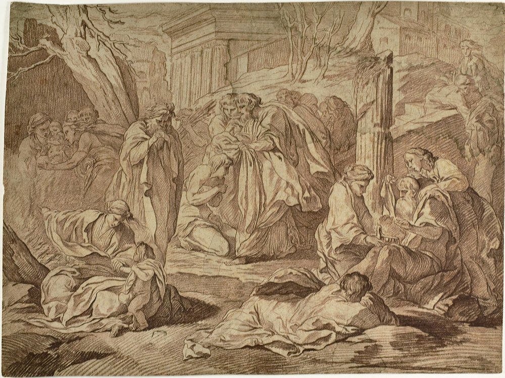 A Saint Clothing the Poor Among the Ruins of an Earthquake by Edmé Bouchardon