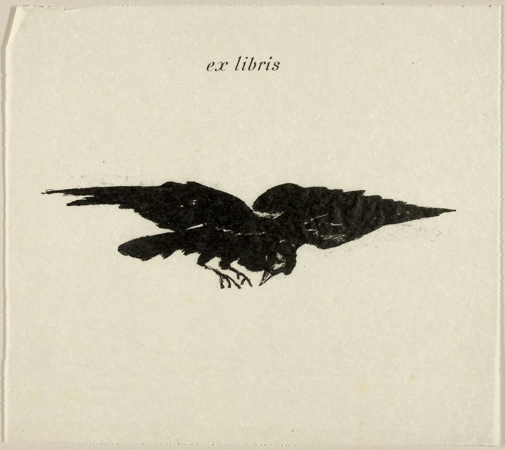 Flying Raven: ex libris, from The Raven (Le Corbeau) by Édouard Manet