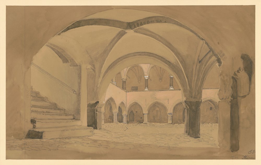 Castle Courtyard in Heilsberg by Eduard Gaertner