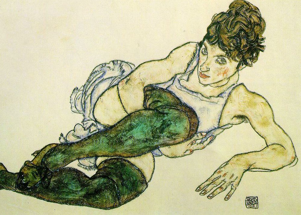 Green Stockings by Egon Schiele