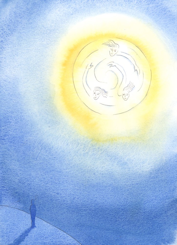 Each person on earth, scarred by original sin, is invited to share the life of the Three Divine Persons, One God, who live in infinite joy and radiance by Elizabeth Wang