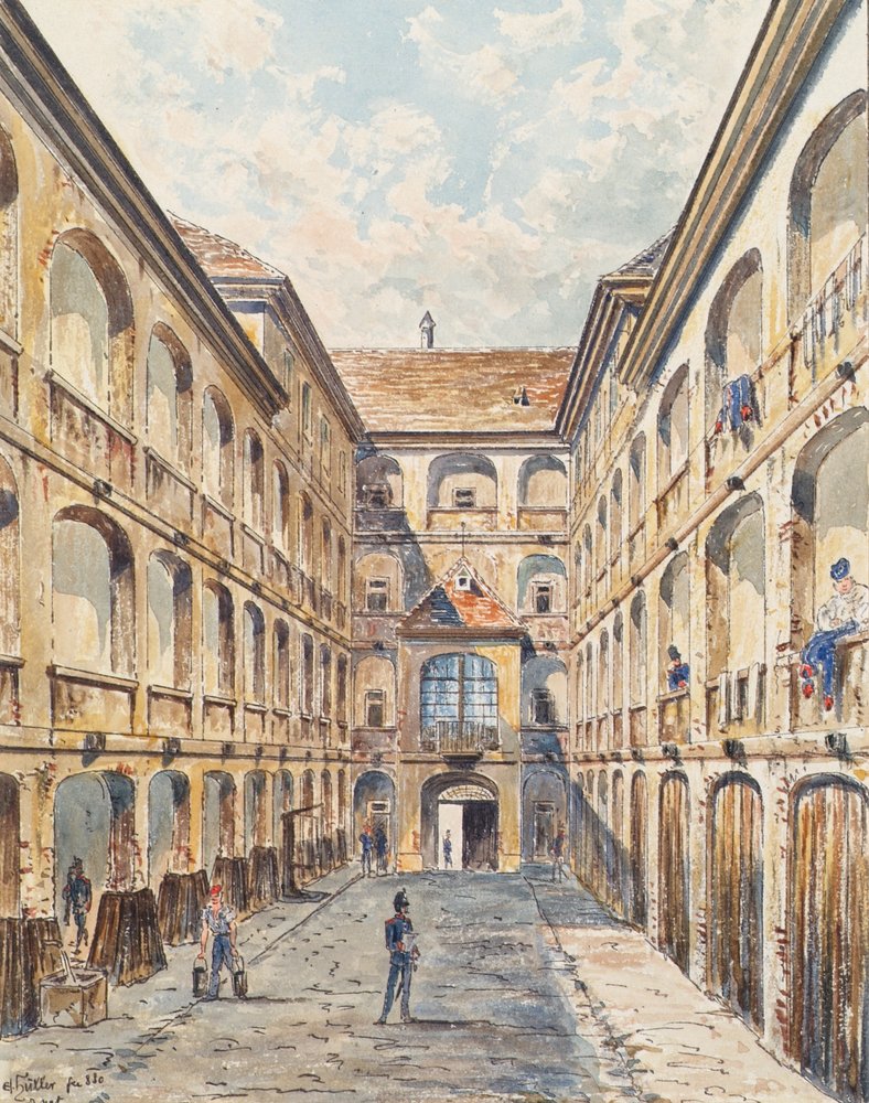 The First Courtyard of the Salzgries Barracks in Vienna by Emil Hütter