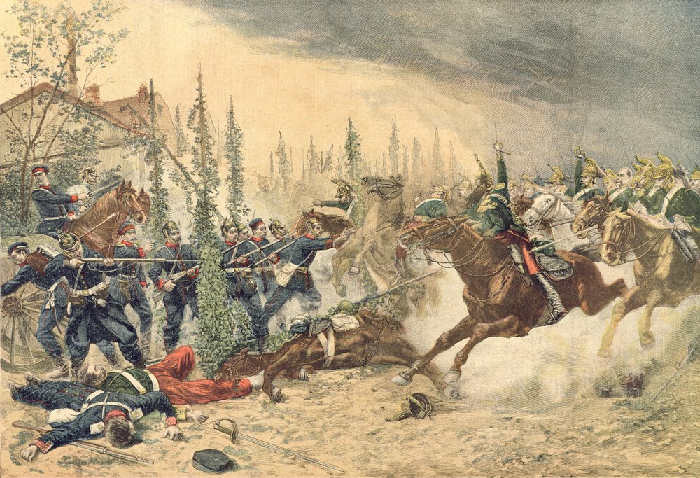 The Dragoons at the Battle of Gravelotte on 16 August 1870, from ‘Le Petit Journal’, 1894 by Emile Brisset