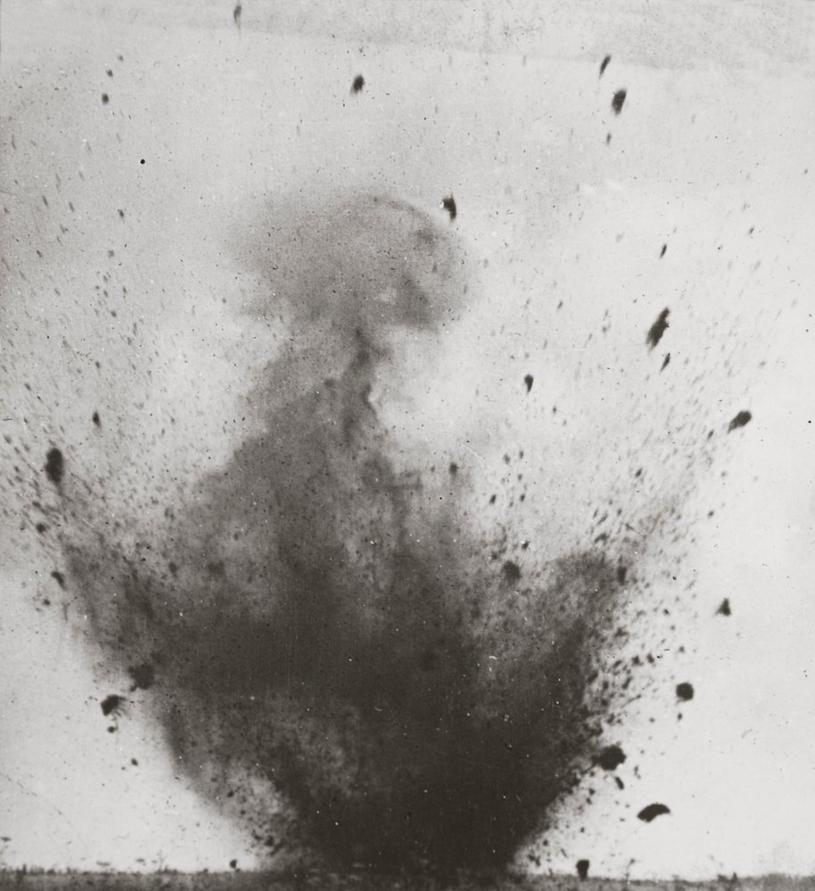 Column of earth from explosion of a British mine under a German position