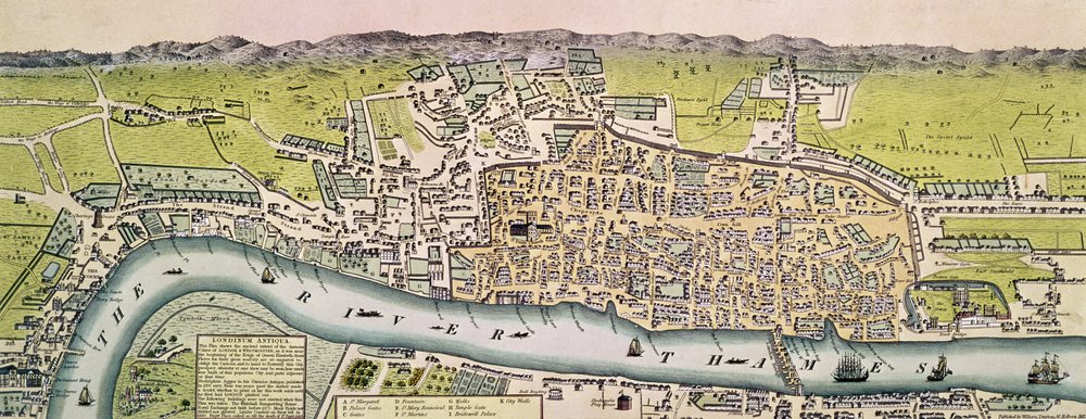 Londinium Antiqua, map of London, published by William Darton, 1563