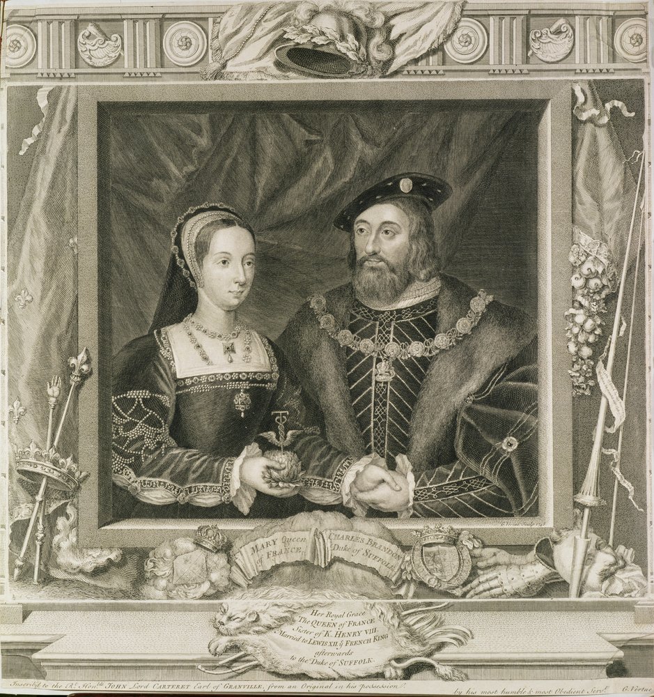 Portrait of Mary (1496-1533) Queen of France, and Charles Brandon (d.1545) Duke of Suffolk, Engraved by George Vertue (1684-1756) 1748 by English School
