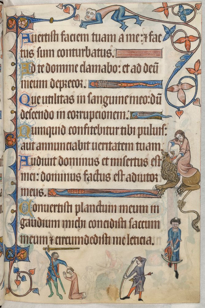 Psalm 29, Execution of Thomas of Lancaster, from 'Luttrell Psalter'