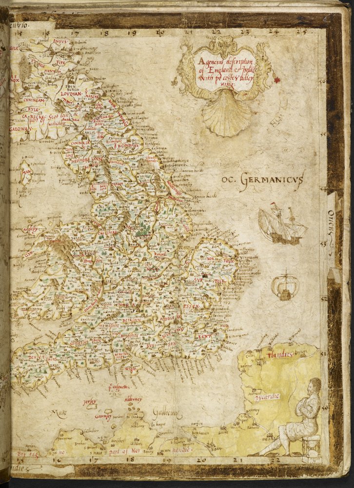 Map of Great Britain and Ireland, from 'Nowell-Burghley Atlas', detail ...
