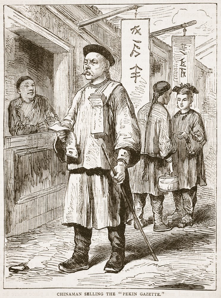 Chinaman Selling the Pekin Gazette, illustration from Cassell's ...