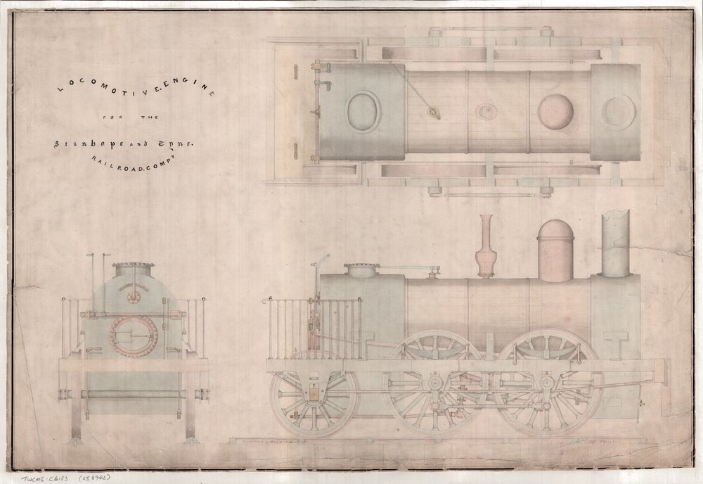 Construction drawing, 0-4-2 locomotive and tender by R. and W. Hawthorn ...