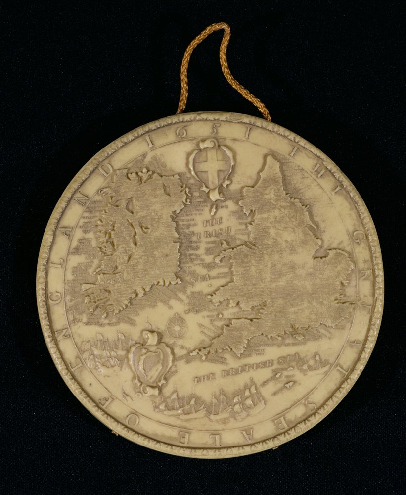 Facsimile of the Great Seal of England of 1651, reverse showing a map ...