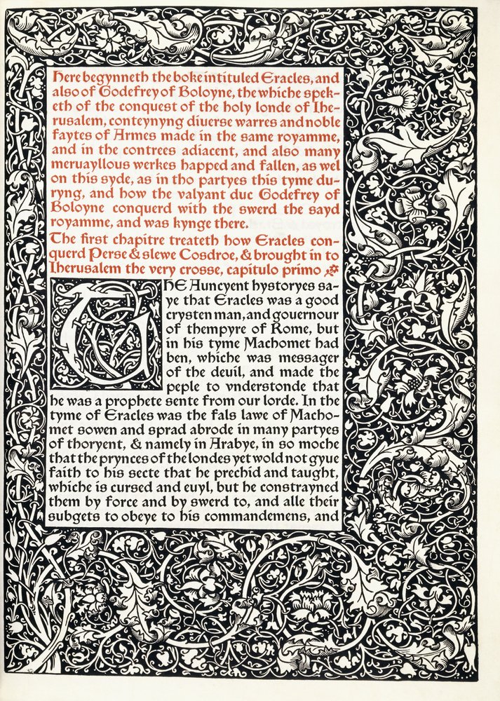 Manuscript with historiated initial G and full page-border, 1893