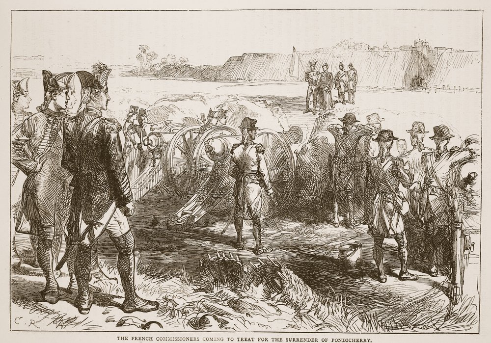 The French Commissioners Coming to Treat for the Surrender of Pondicherry, Illustration from Cassell