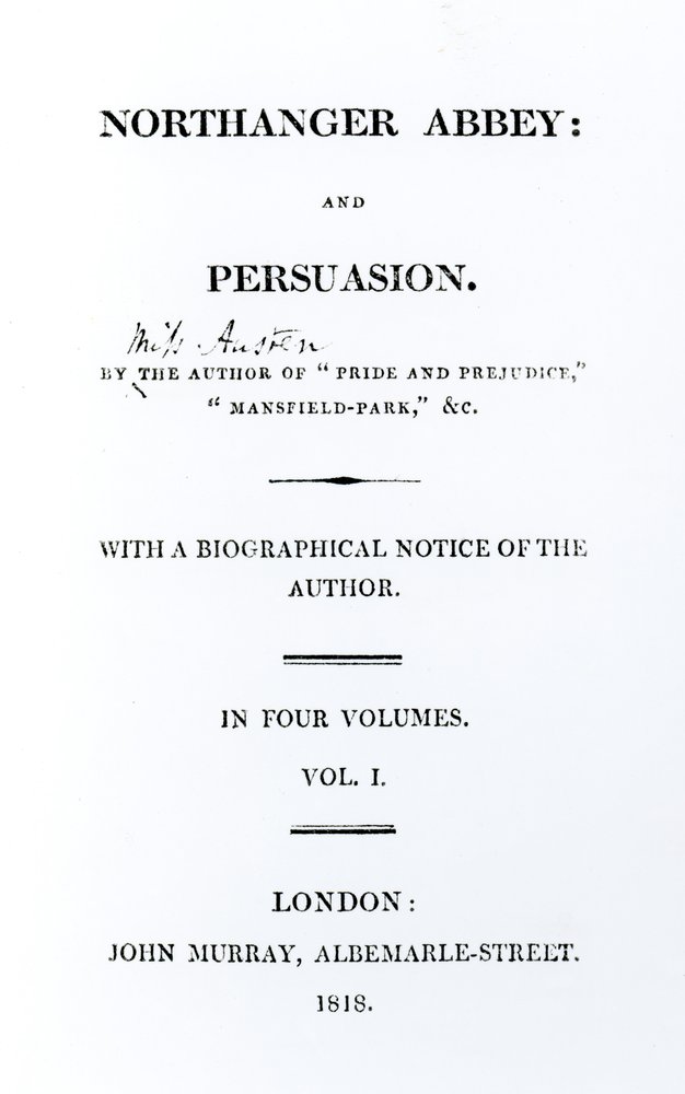 Title page to Northanger Abbey and Persuasion by Jane Austen, first edition, 1818 by English School