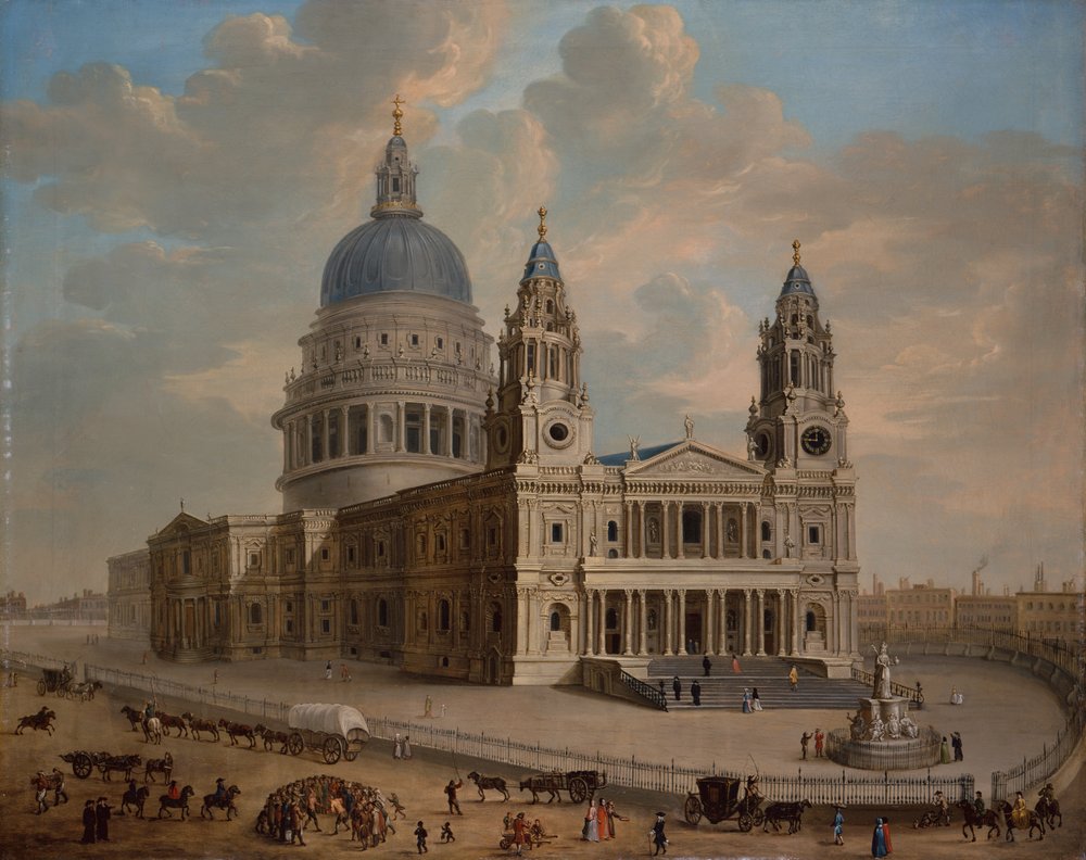 View of St. Paul's Cathedral with Figures in the Foreground, c.1725