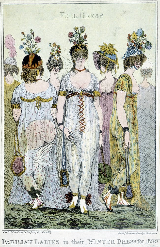 parisian ladies in their winter dress 1800 Wonderful: Parisian women in their winter dresses for 1800, English cartoon
