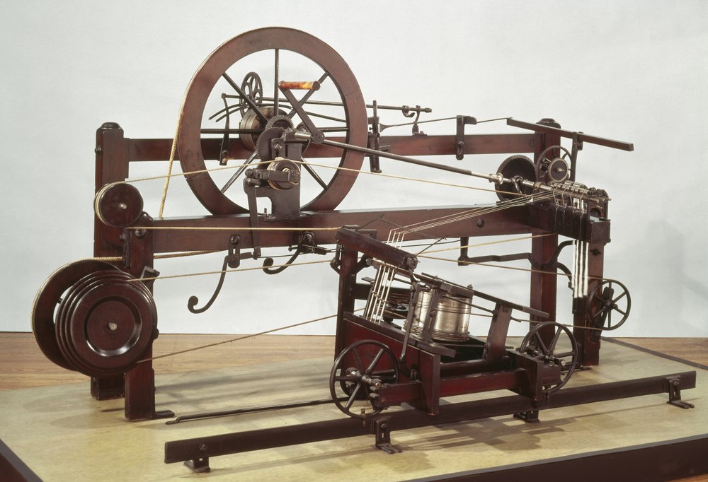 Replica of the spinning mule frame invented by Samuel Crompton in c.1772-79