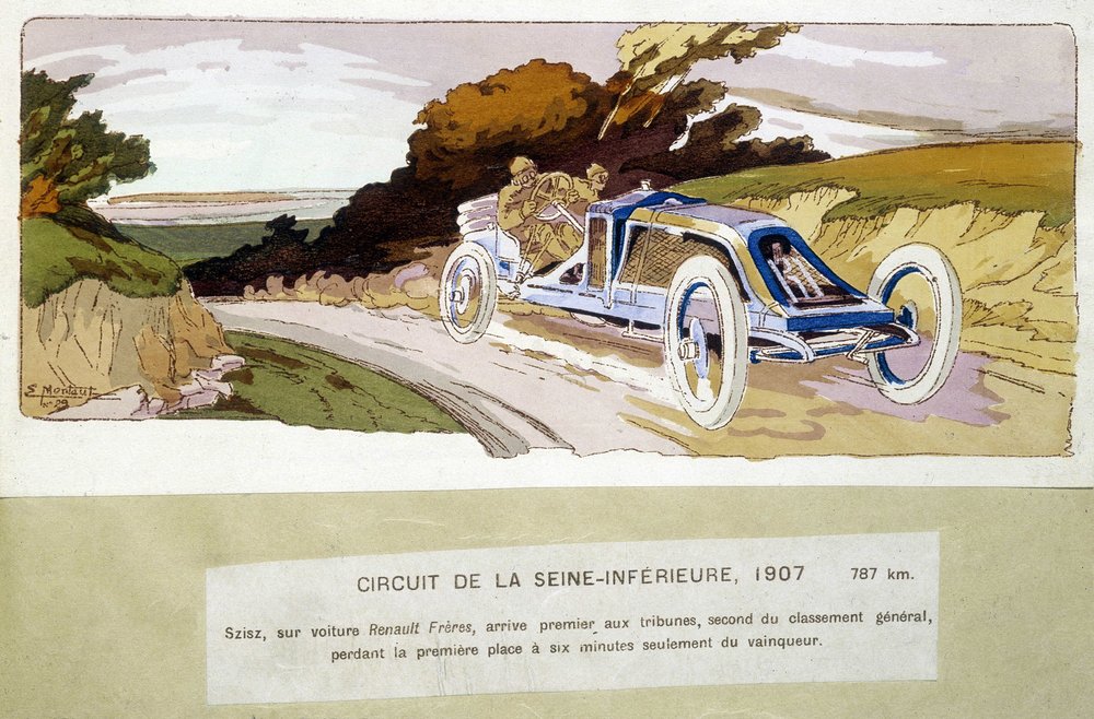 Circuit de la Seine-Inférieure, Szisz by car Renault Frères, came first ...